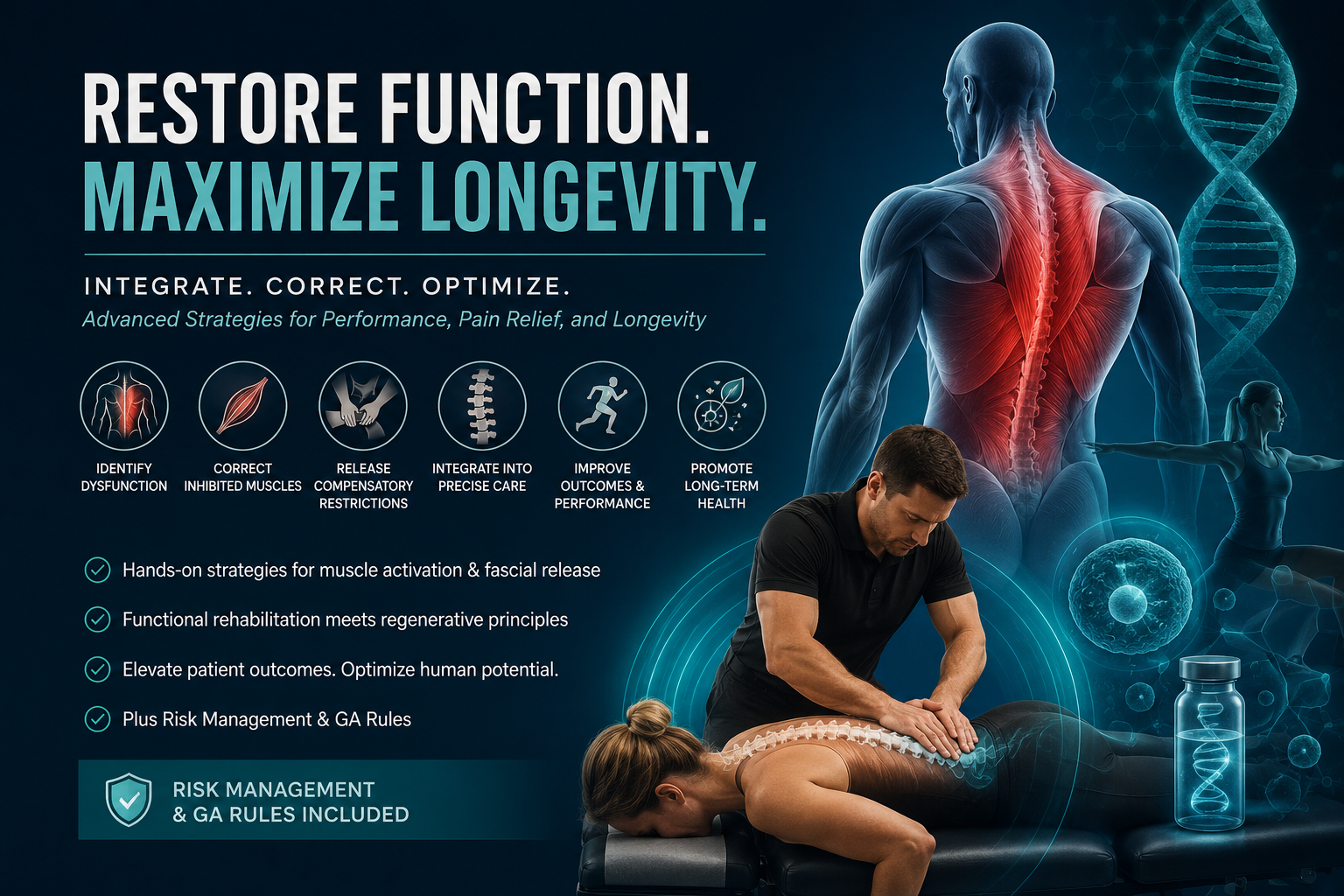 20 Hour Bundle: Optimizing Function, Maximizing Longevity Muscle Activation and Fascial Release to Restore Human Performance + Risk Management and GA Law